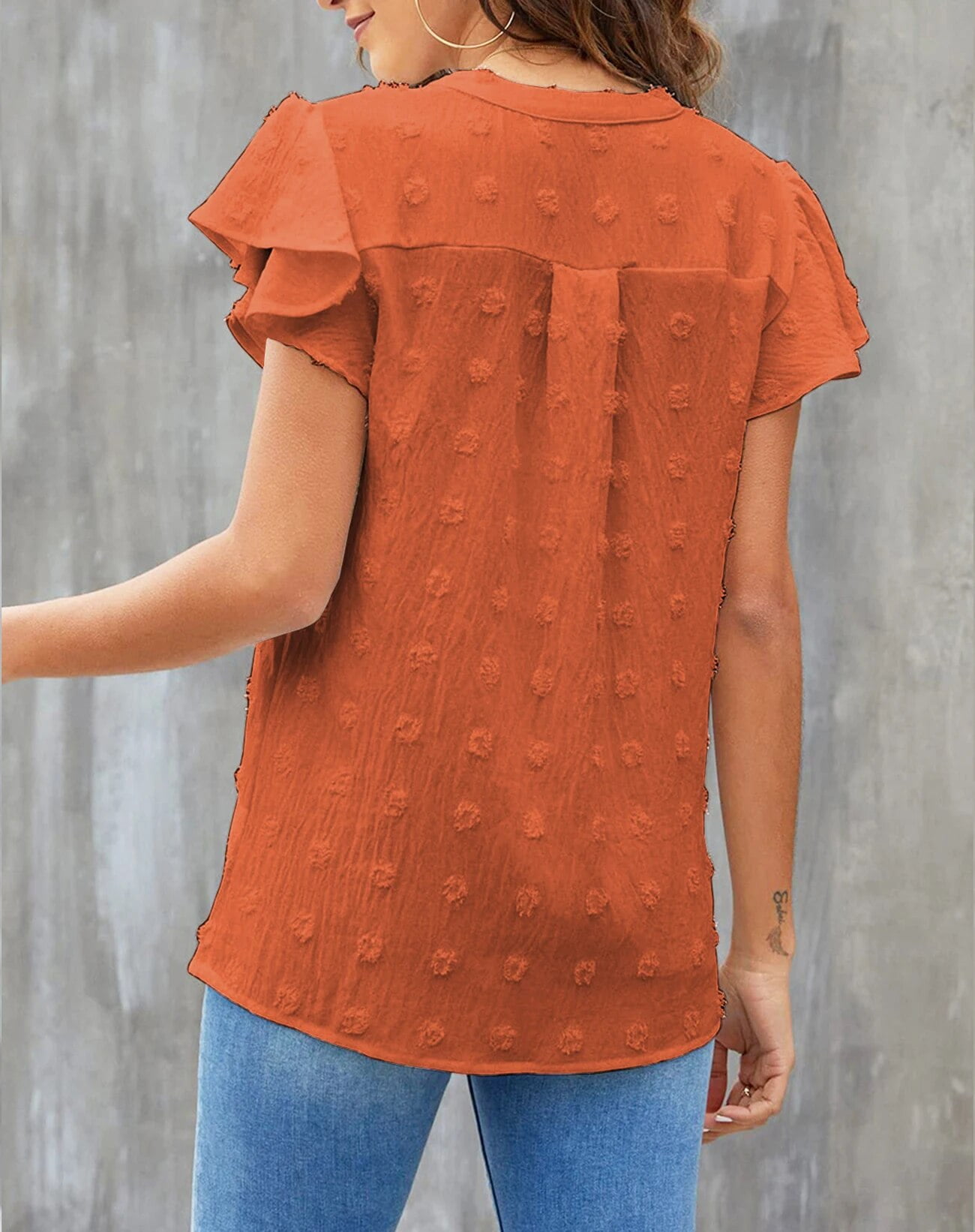 Fantaslook Blouses for Women Dressy V Neck Ruffle Sleeve Summer Tops Casual Flowy Shirts