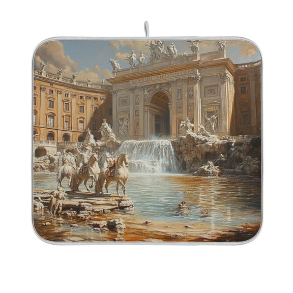 BZSMCE Dish Drying Mat The Stately Fountain Painting Design Drying Mats