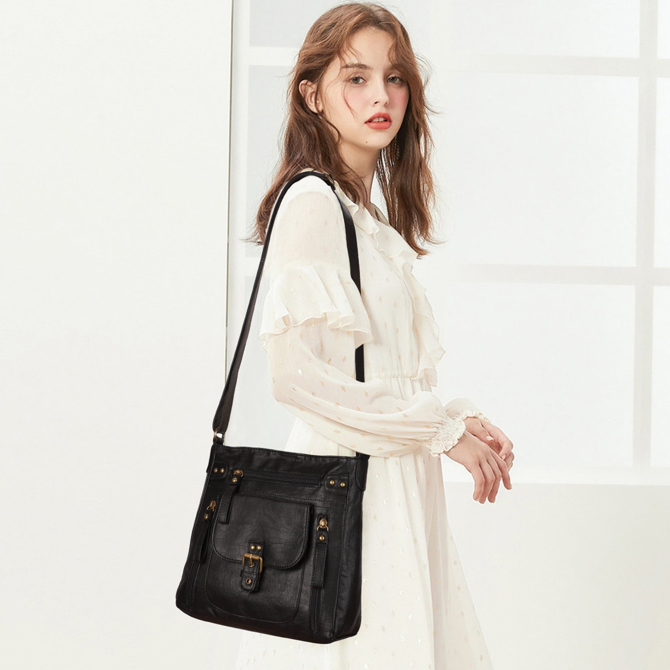 KL928 Messenger Bags for Women Leather Handbag Brown Crossbody Purse Women's Gifts