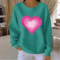 thumbnail image 2 of Women's Heart Printed Sweatshirt Long Sleeve Crewneck Casual Loose Vintage FLower Graphic Pullover Tops Light Blue XXL, 2 of 4