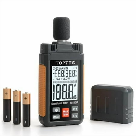 Decibel Meter, TS-501A Sound Level Meter with 2.25” Backlight LCD Screen, Portable SPL Tester with A Weighted, Range 30-130dB, Data Hold, MAX/MIN, Use for Home, Noisy Neighbor, Factory - Orange