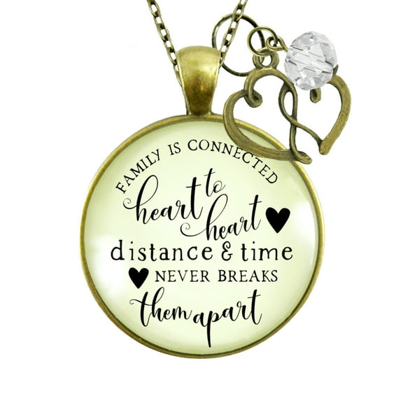 Family Connected Heart to Heart Necklace Gutsy Goodness Female Adult Bronze Metal Jewelry