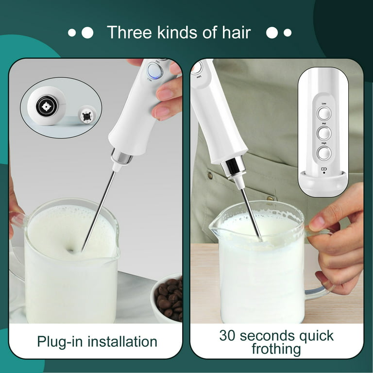 XIMU Milk Frother Handheld, USB Rechargeable 3 Speeds Mini Electric Milk  Foam