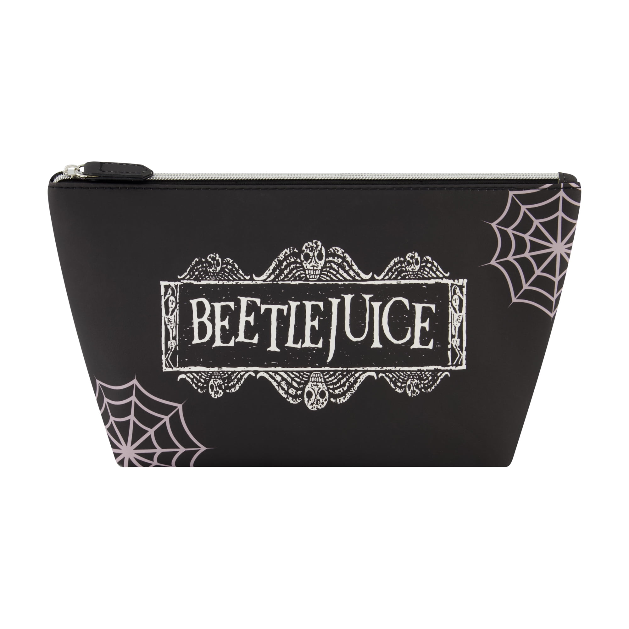 Beetlejuice Travel Makeup Bag, Trapezoid Cosmetic Organizer Pouch for Women, Black