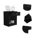 thumbnail image 2 of Knubmt Nightstand with 1 Drawer and 1 Open Shelf, Wood Beside Table for Home, Bedroom, Black, 2 of 7