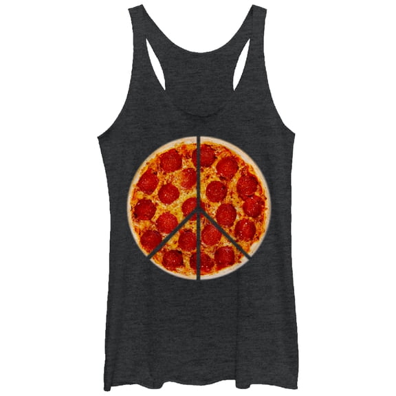 Women's Lost Gods Peace Pizza Pie Racerback Tank Top Black Heather Small