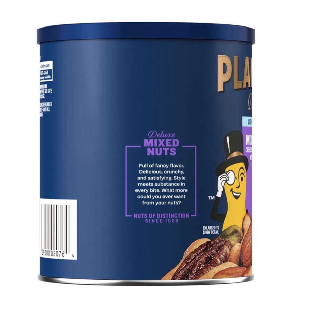 PLNTERS Deluxe Lightly Salted Mixed Nuts, Party Snacks, Plant-Based Protein 15.25oz (2 Canister)  WITH SPOON