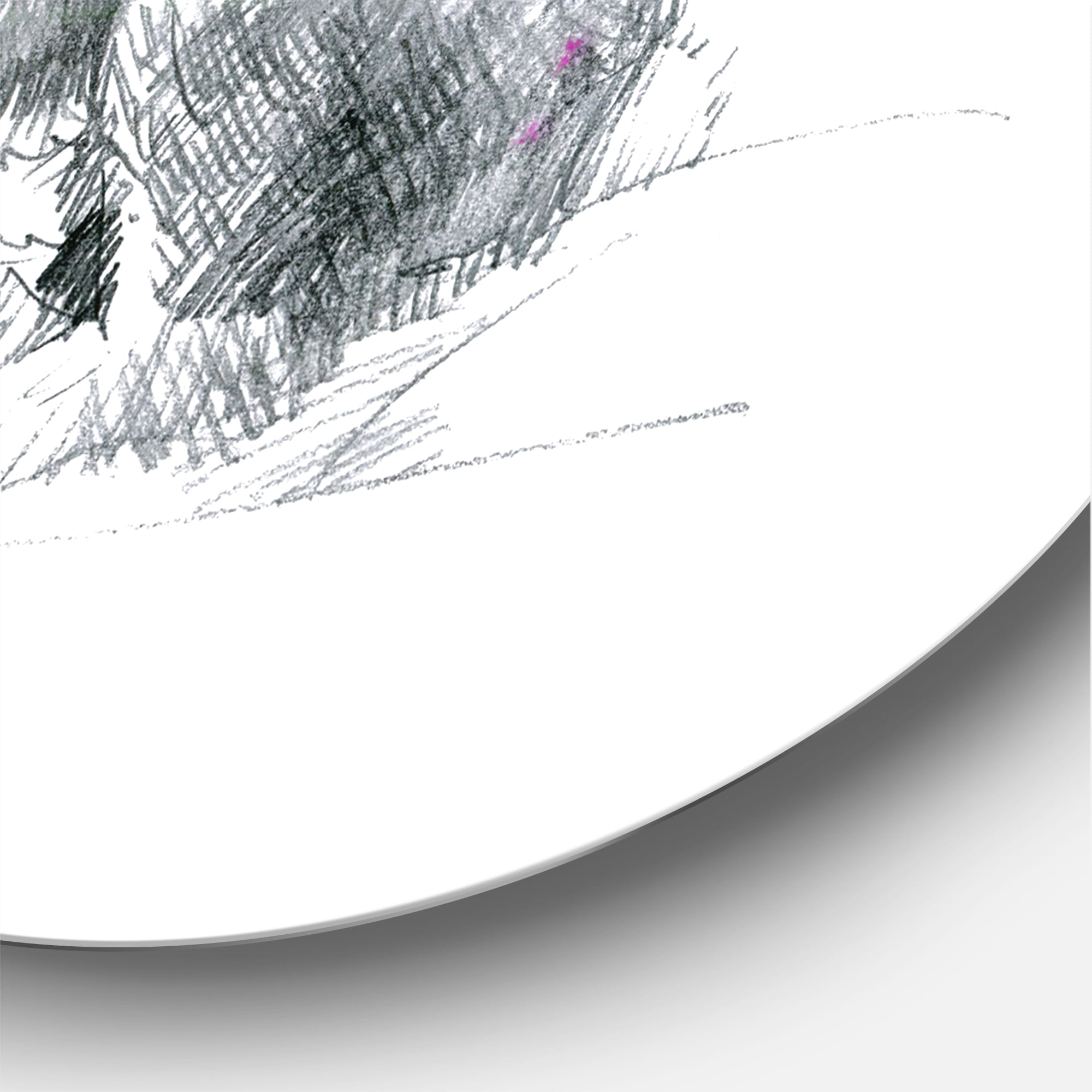 Designart 'Black and White Portrait Of Rabbit' Farmhouse Circle Metal Wall Art 23x23 - Disc of 23