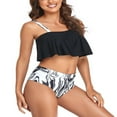 thumbnail image 4 of Family Matching Swimwear Mom and Daughter Patchwork Bra Ruffled Tops with Briefs Swimsuit, 4 of 6