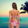 thumbnail image 5 of Womens Sexy Swimwear Pink Christmas Santa Claus Reindeers 2 Pcs Push-up Halter Tie Swimsuit/Bathing/Bikini Set, Medium, 5 of 6