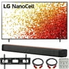 LG 86NANO90UPA 86 Inch 4K Nanocell TV (2021 Model) Bundle with Deco Home 60W 2.0 Channel Soundbar, 37-100 inch TV Wall Mount Bracket Bundle and 6-Outlet Surge Adapter