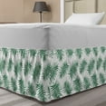 thumbnail image 1 of Green Bed Skirt, Watercolor Art Style Palm Leaves Tropical Nature Exotic Rainforest Foliage, Elastic Bedskirt Dust Ruffle Wrap Around for Bedding Decor, 4 Sizes, Forest Green White, by Ambesonne, 1 of 2