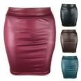 thumbnail image 4 of PERZOE Mini Skirt Women Mini Skirt Solid Color High Waist Slim Fit Skinny Matte Faux Leather Cozy Commuter Bodycon Skirt Streetwear, 4 of 7