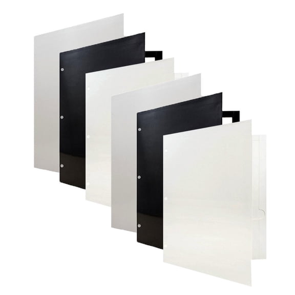 JAM Paper Glossy 3 Hole Punch Folders, Assorted, 6/Pack
