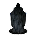 thumbnail image 3 of Black Wizard Robe with Hood and Sleeves, Halloween Party Costume for Adults, Velvet Lined in BLUE Satin Cosplay, 64" Cloak, 3 of 6