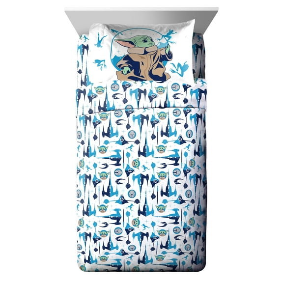Yoda Kids 4-Piece Full Sheet Set, Microfiber, White, Star Wars