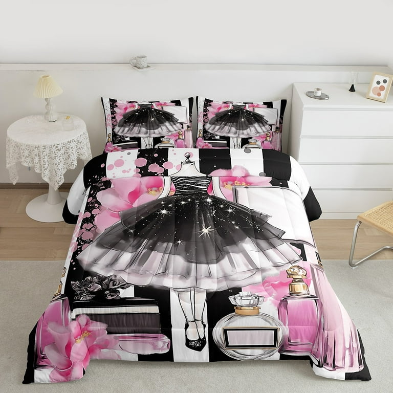princess dress bedspread Feelyou Purple Princess Dress Bedding Comforter Set 7pcs, Dreamy Fairy Tale Queen Bedding Sets, Female Girls Kids Reversible Queen Sheet Sets, Lightweight Room Decor