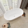 thumbnail image 2 of SOTUBX Free Standing Tub 65" Acrylic Freestanding Bathtub Matte White Soaking Bath Tub with Overflow and Chrome Anti-blockage Drain A07 Stand Alone tub, 2 of 9