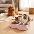 thumbnail image 5 of ICQOVD Stainless Steel Double Pet Bowl Set Food and Water Feeder with Non Slip Base Large Capacity Durable Feeding Bowl 9.84x5.31x1.77IN, 5 of 7