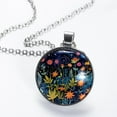 thumbnail image 2 of Starry Plants Glass Design Circular Pendant Necklace - Stunning Women's Fashion Statement Jewelry, 2 of 5