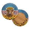 thumbnail image 2 of ZUXONGSY Sunflower Highland Cow Circle Stool Cover Size M 2 Pack Round Seat Cover with Elastic Bottom Round Stool Dust Covers 13-15 Inch Dust Protective Cover 4 of July Decor, 2 of 6