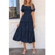 thumbnail image 4 of Vestido midi PRETTYGARDEN para mujer, verano 2025, floral, azul oscuro, 4 of 7