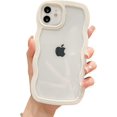 thumbnail image 2 of (White) Case for iPhone 13, Curly Simple Wave Aesthetic Cute Women's Case, Cute Clear Phone Case, Protective Shockproof Soft Silicone Case for iPhone 13, 2 of 5