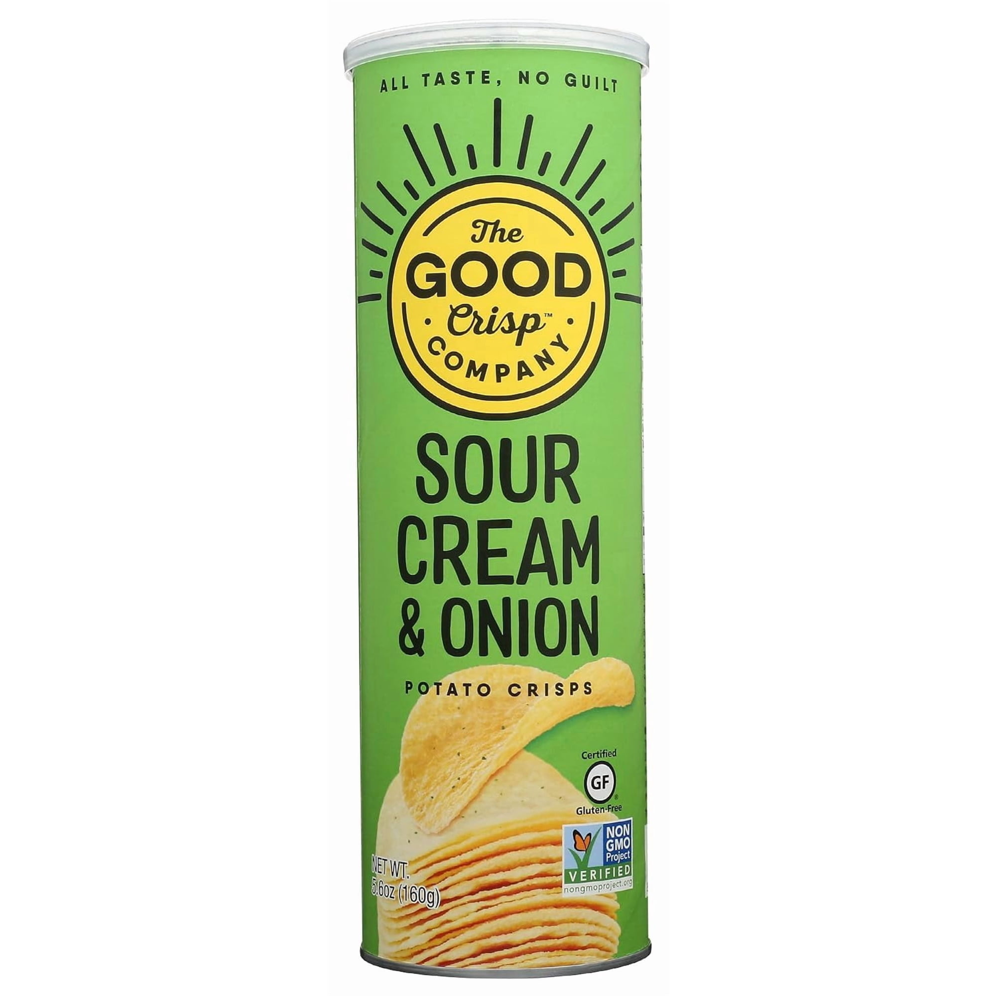 The Good Crisp Company Sour Cream & Onion Potato Crisps 8 x 160g Multipack - Gluten-Free No Artificial Flavours Or Colours Certified Gluten-Free Snack Resealable Tubes Family Sharing Pack
