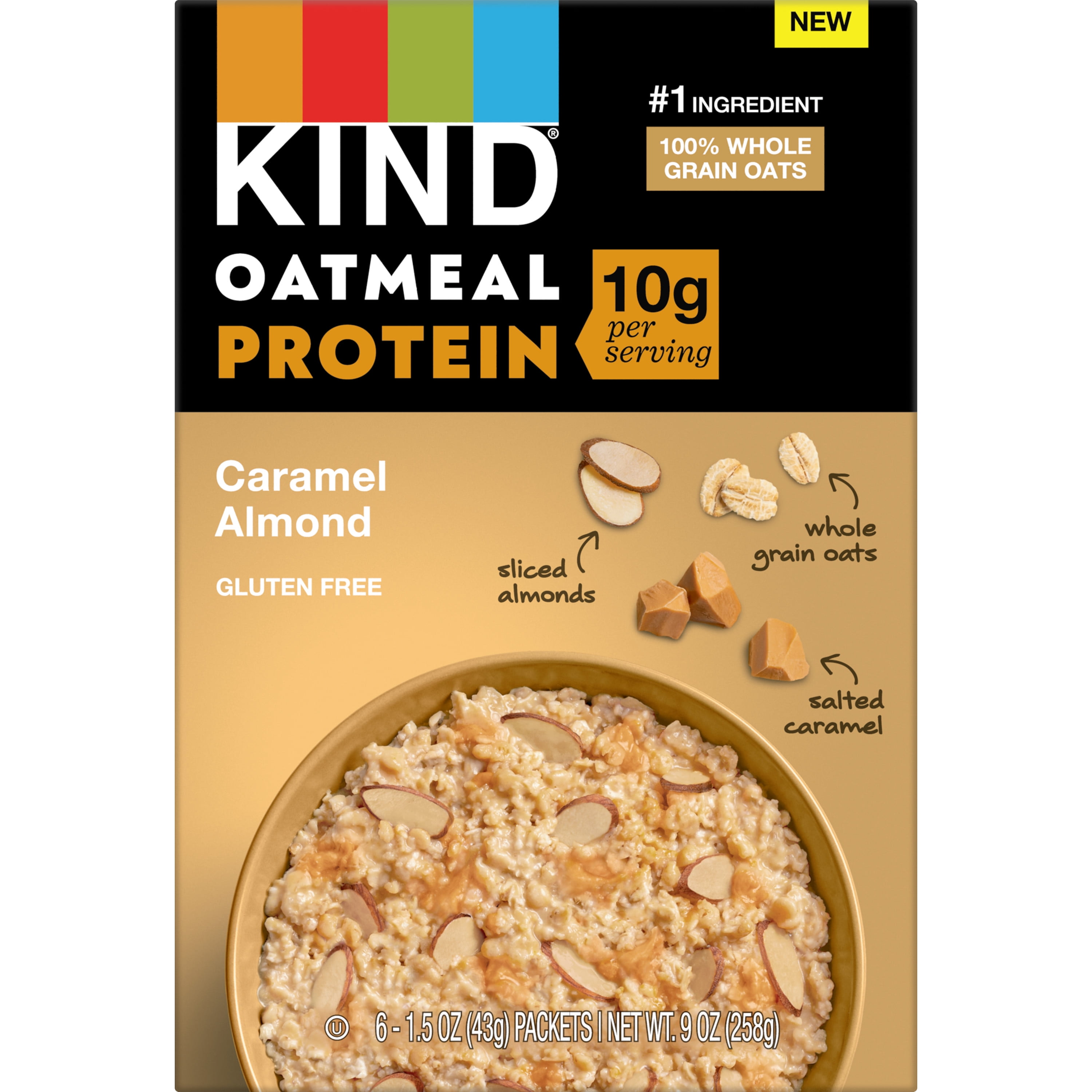 KIND Protein Oatmeal, Caramel Almond 1.5 oz, 6 Count