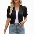 thumbnail image 4 of ZIXKCGDSE Women's Cropped Cardigan Open Front Short Sleeve Lightweight Jacket Everyday Wear Size M, 4 of 4