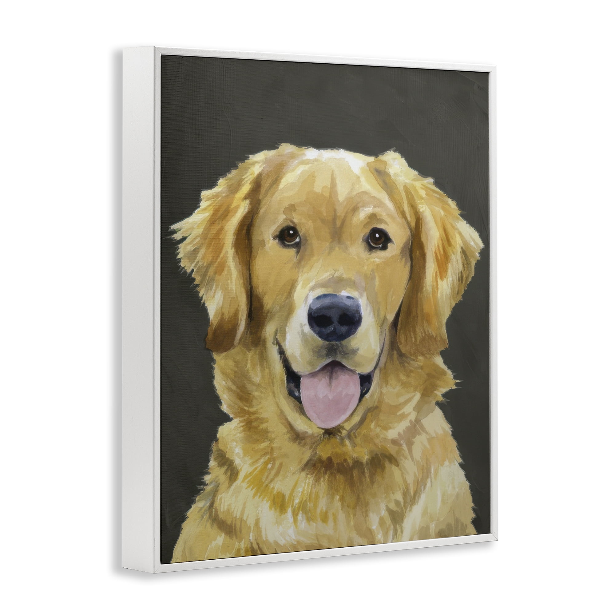 Stupell Industries Joyful Golden Retriever Portrait White Framed Giclee Art, design by Lil' Rue
