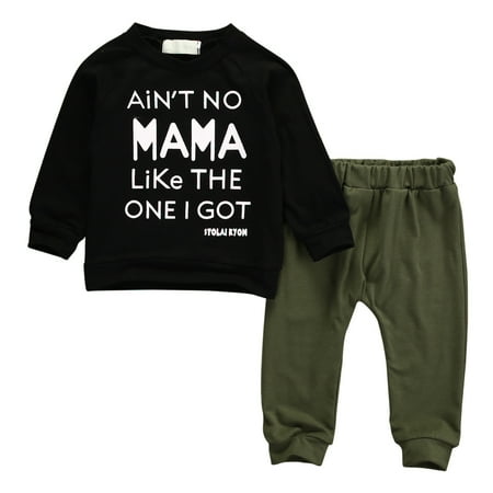 

Baby Boy Outfit Clothes Straight Outta Timeout Pullover Shirt Hooded Sweatshirt Tops Cool Army Green Pants Outfits Set