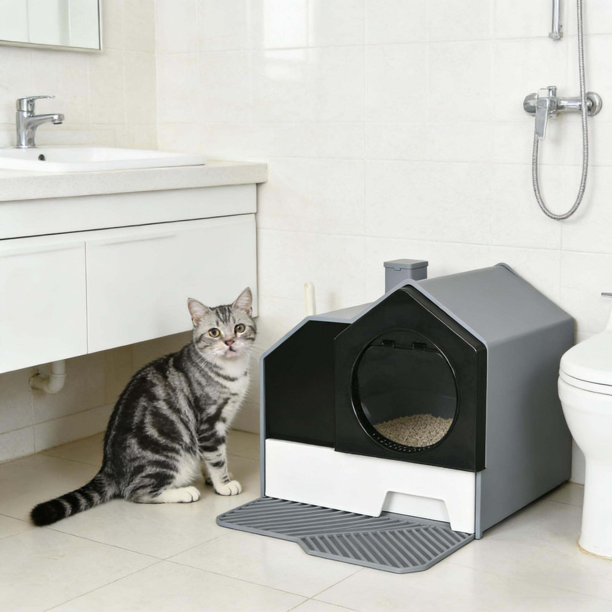 Orthopedic Dog Bed, Easy to Clean Cat Litter Box,Hooded Cat Litter Box, Black+ Gray,White Dog Bed,Abs,Polypropylene Cat Bed, Pet Supplies Pet Beds & Furniture