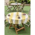 thumbnail image 4 of Outdoor Tablecloth with Umbrella Hole for Patio/Picnic/Party/Camping, Yellow Striped Waterproof Table Cloth Round Cover Washable, Modern Thin Line Vertical Stripes (Dia 60"), 4 of 9