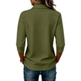 thumbnail image 4 of Polo Shirts For Women 3/4 Sleeve Collared Golf Shirts Womens Lapel V Neck Summer Tops Classic Breathable Button Down Shirt Casual Business Office Blouses, 4 of 5