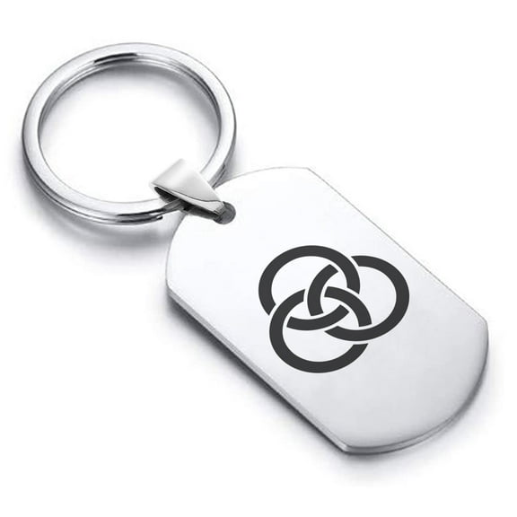 Stainless Steel Religious Trinity Borromean Rings Dog Tag Keychain Circle Ring