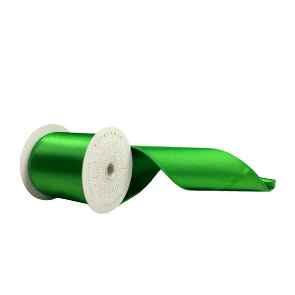 Vickerman QTX241104 4 in. x 10 Yards Green Satin Ribbon