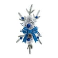 thumbnail image 1 of Guirnalda de lágrima con adornos artificiales navideños para puerta de entrada, pared, ventana, adorno colgante, guirnalda de escaleras para boda Lazo azul de 45 cm, 1 of 9