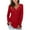 Red, variant on qucoqpe Womens Long Sleeve Tops Pullover with Buttons Down Casual Solid Loose Fit V-Neck Tunics