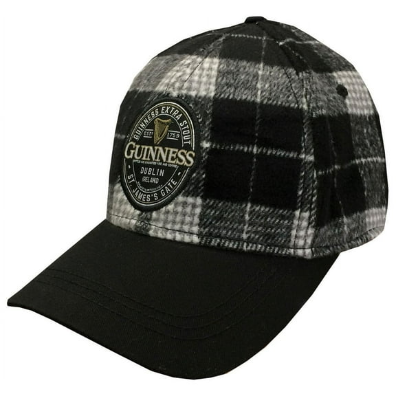 Guinness Men's Woven Tweed Baseball Cap Plaid Design