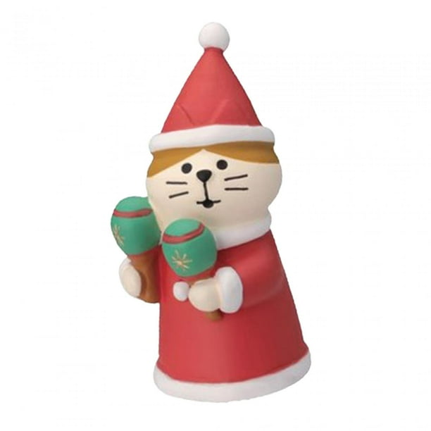Adornos navideños de gatos, estatuas de gatos, lindos adornos navideños coleccionables para el hogar. gato maracas