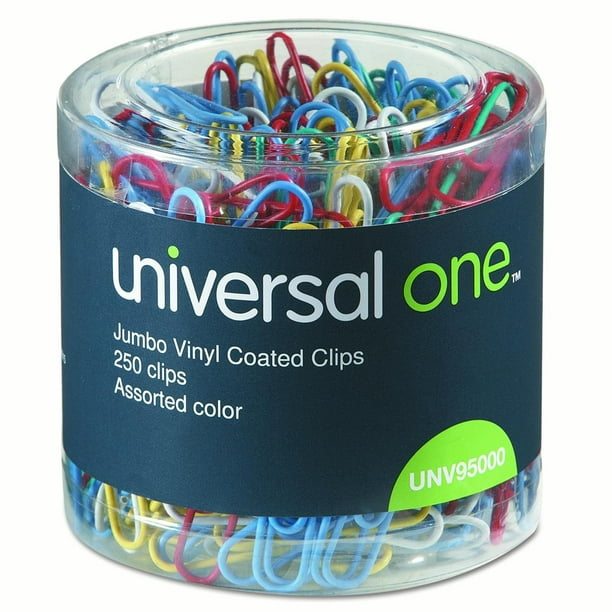 Universal One VinylCoated Wire Paper Clips, Jumbo, Assorted Colors