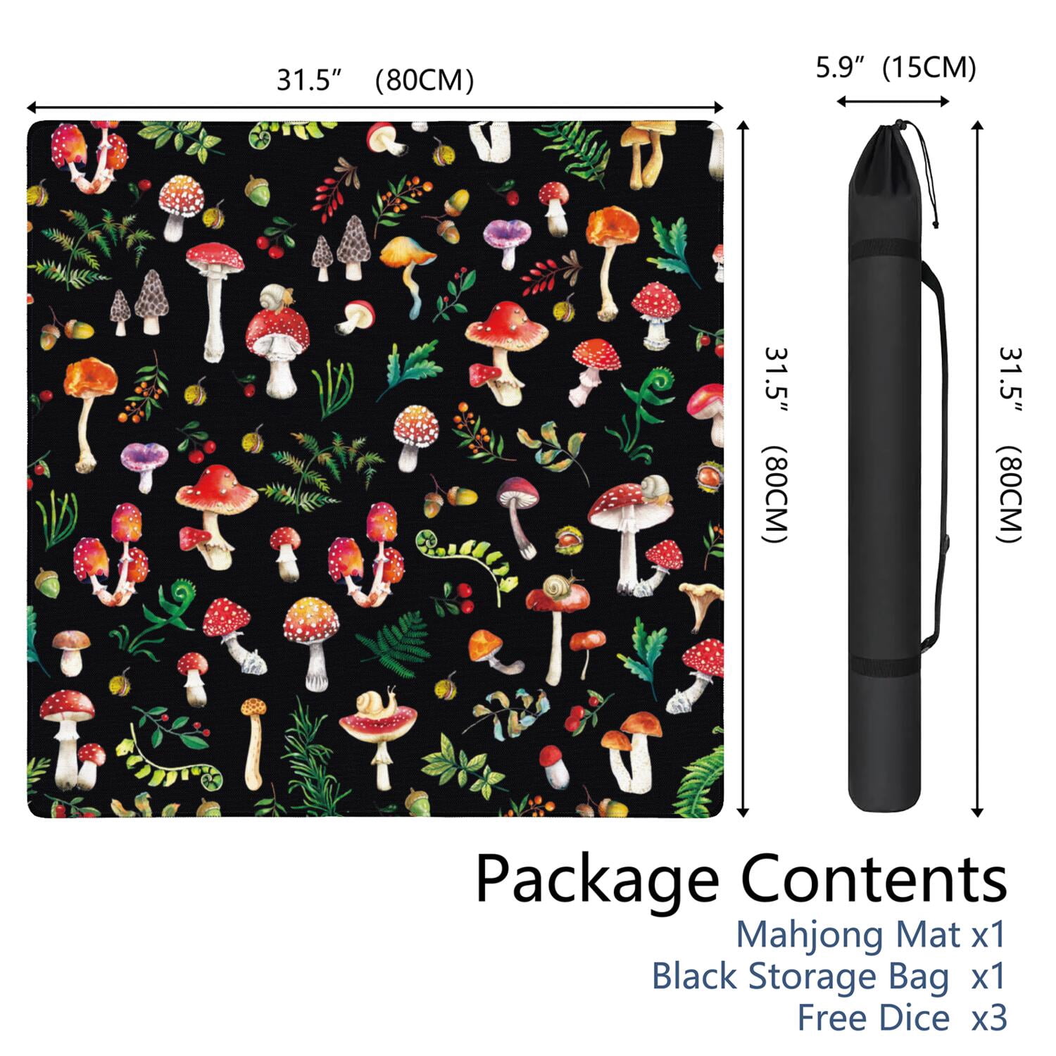 Square Plants Pattern Game Pad 31.5x31.5 Inches Constructed from Premium Rubber with Anti-Slip Grip Surface and Noise Dampening Features for Tiles Games