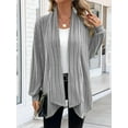 thumbnail image 6 of Women'S Cardigan Long Sleeve Asymmetrical Knit Open Front Cardigan Outwear Gray L, 6 of 8