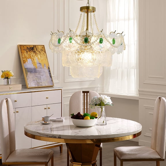 GMizon 24-inch modern luxury crystal chandelier, 8-head crystal chandelier for living room, dining room and bedroom lighting fixture (gold)