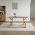 thumbnail image 4 of 5' Farmhouse Indoor Dining Bench, Elm Wood Shoe Bench Entryway Bench, Natural Wood Kitchen Table Benches, Bed Bench, 4 of 8