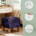 thumbnail image 7 of SCRAWLGOD Marble Print Dark Violet Square Ottoman Cover, Stretch Square Ottoman Covers Slipcover, Cover for Storage Stool, Footstool Protection for Living Room Decor, 7 of 7