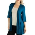 thumbnail image 3 of 24/7 Comfort Apparel Women's Open Front Elbow Length Sleeves Cardigan, 3 of 4