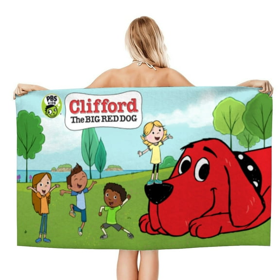 Clifford The Big Red Dog Gifts Beach Towel for Women Girl Birthday Inspired Fan Bath Outdoor Music Lover
