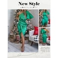 thumbnail image 7 of STARVNC Women Oblique Shoulder Pleated High Waisted Split Hem Midi Dress, 7 of 7